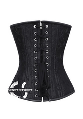 Black Brocade Spiral Steel Boned Corset Waist Training Bustier Overbust Corset Top